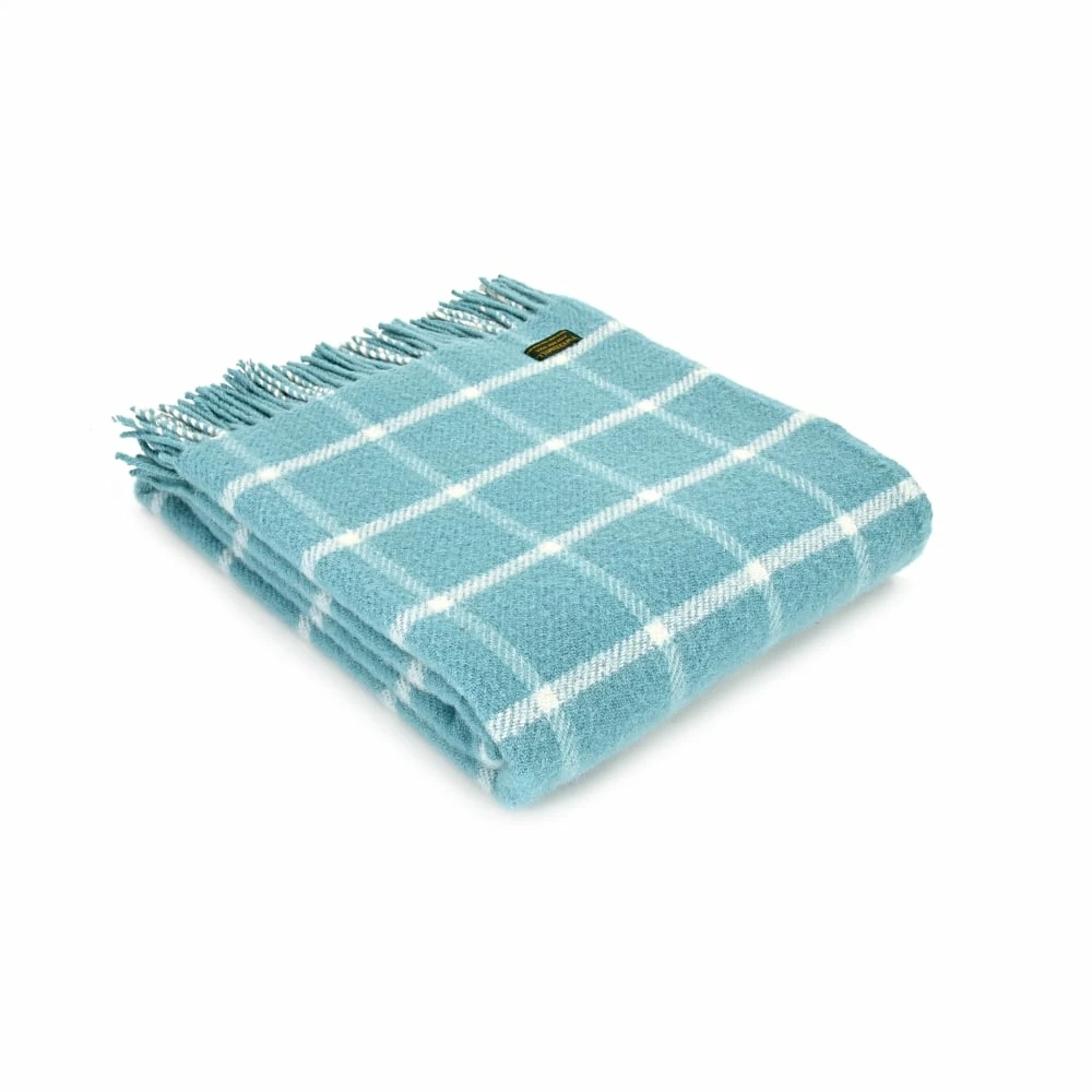 Tweedmill Spearmint Chequered Check Pure New Wool Throw 150cm x 183cm 6 Tweedmill Spearmint Chequered Check Pure New Wool Throw 150cm x 183cm