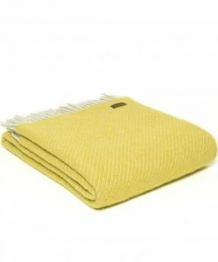 Tweedmill Yellow Diagonal Stripe Pure New Wool Throw 150 x 183cm