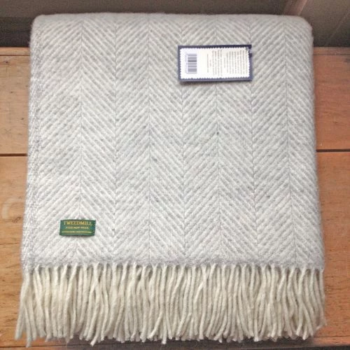 Tweedmill Silver Grey Fishbone Pure New Wool Throw 150cm x 183cm 4 Tweedmill Silver Grey Fishbone Pure New Wool Throw 150cm x 183cm