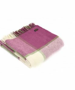 Tweedmill Raspberry Block Check Pure New Wool Throw 150cm x 183cm
