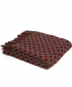 Tweedmill Grey/Red Crossroads Pure New Wool Throw 150cm x 183cm