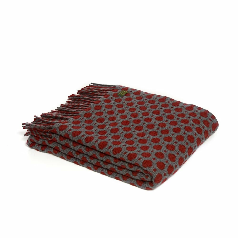 Tweedmill Grey/Red Crossroads Pure New Wool Throw 150cm x 183cm 3 Tweedmill Grey/Red Crossroads Pure New Wool Throw 150cm x 183cm