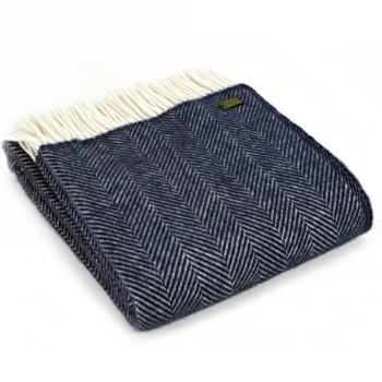 Tweedmill Navy Fishbone Pure New Wool Throw 150cm x 183cm 3 Tweedmill Navy Fishbone Pure New Wool Throw 150cm x 183cm