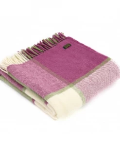 Tweedmill Raspberry Block Check Pure New Wool Throw 150cm x 183cm