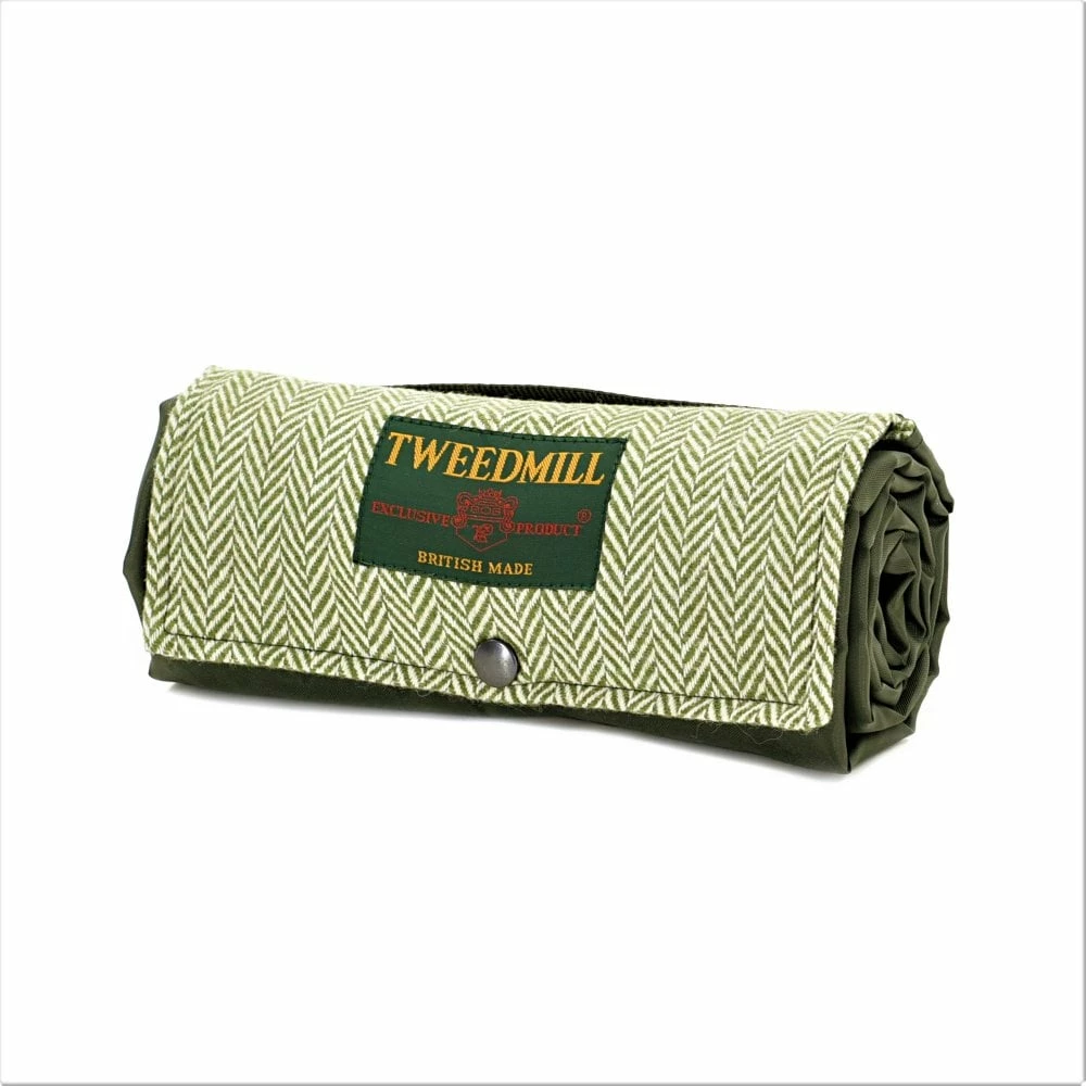 Tweedmill Olive Herringbone Walker Companion Tweed Picnic Rug 4 Tweedmill Olive Herringbone Walker Companion Tweed Picnic Rug