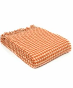 Tweedmill Pumpkin Houndstooth Pure New Wool Throw 140cm x 183cm