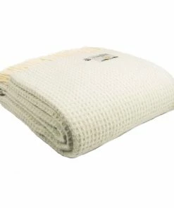 Tweedmill Pure New Wool Waffle Throw Frost
