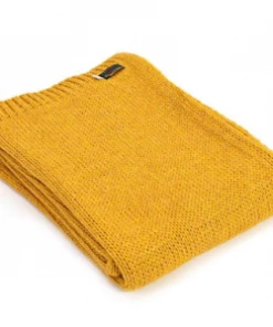 Tweedmill Mustard Knitted Alpaca Mix Throw 130cm x 180cm