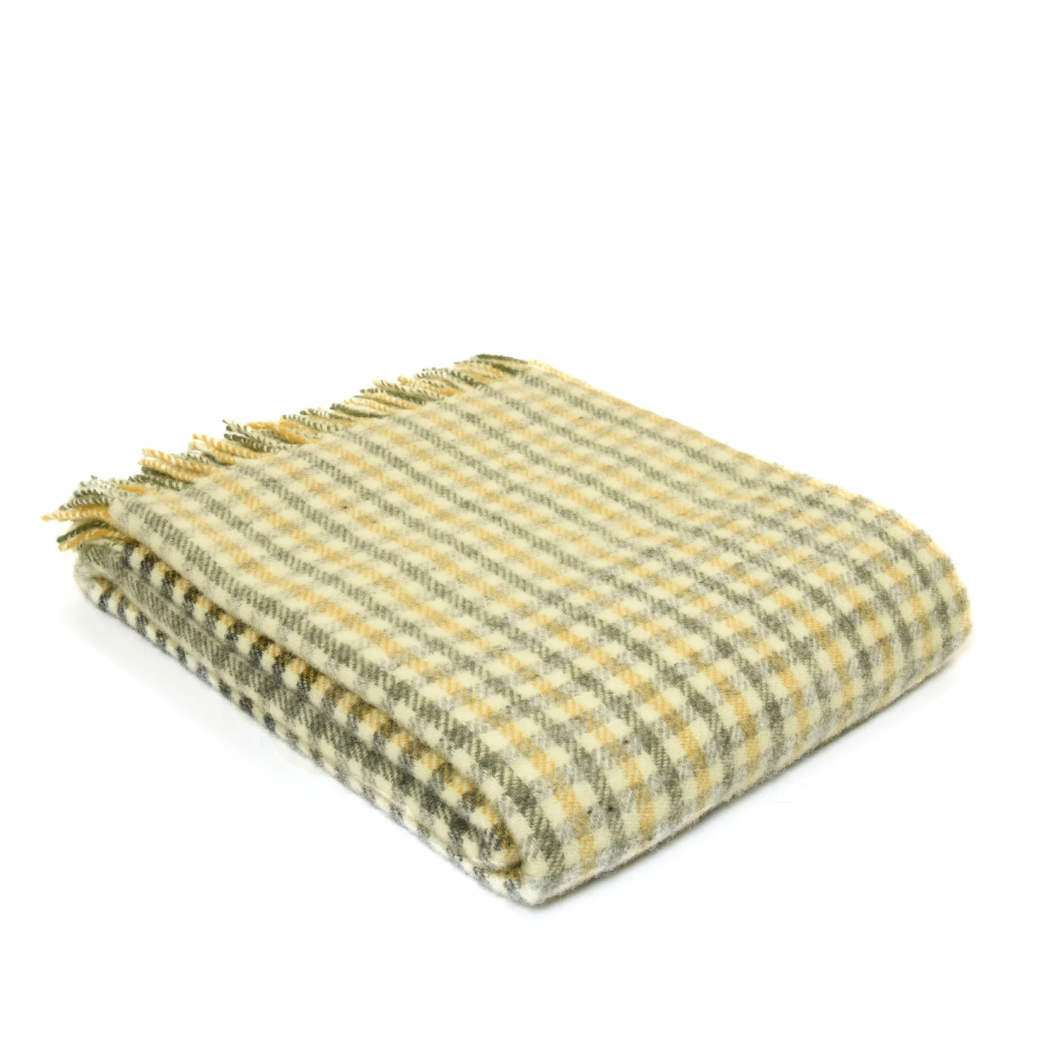 Tweedmill Olive/Yellow Gun Club Pure New Wool Throw 150cm x 183cm 3 Tweedmill Olive/Yellow Gun Club Pure New Wool Throw 150cm x 183cm