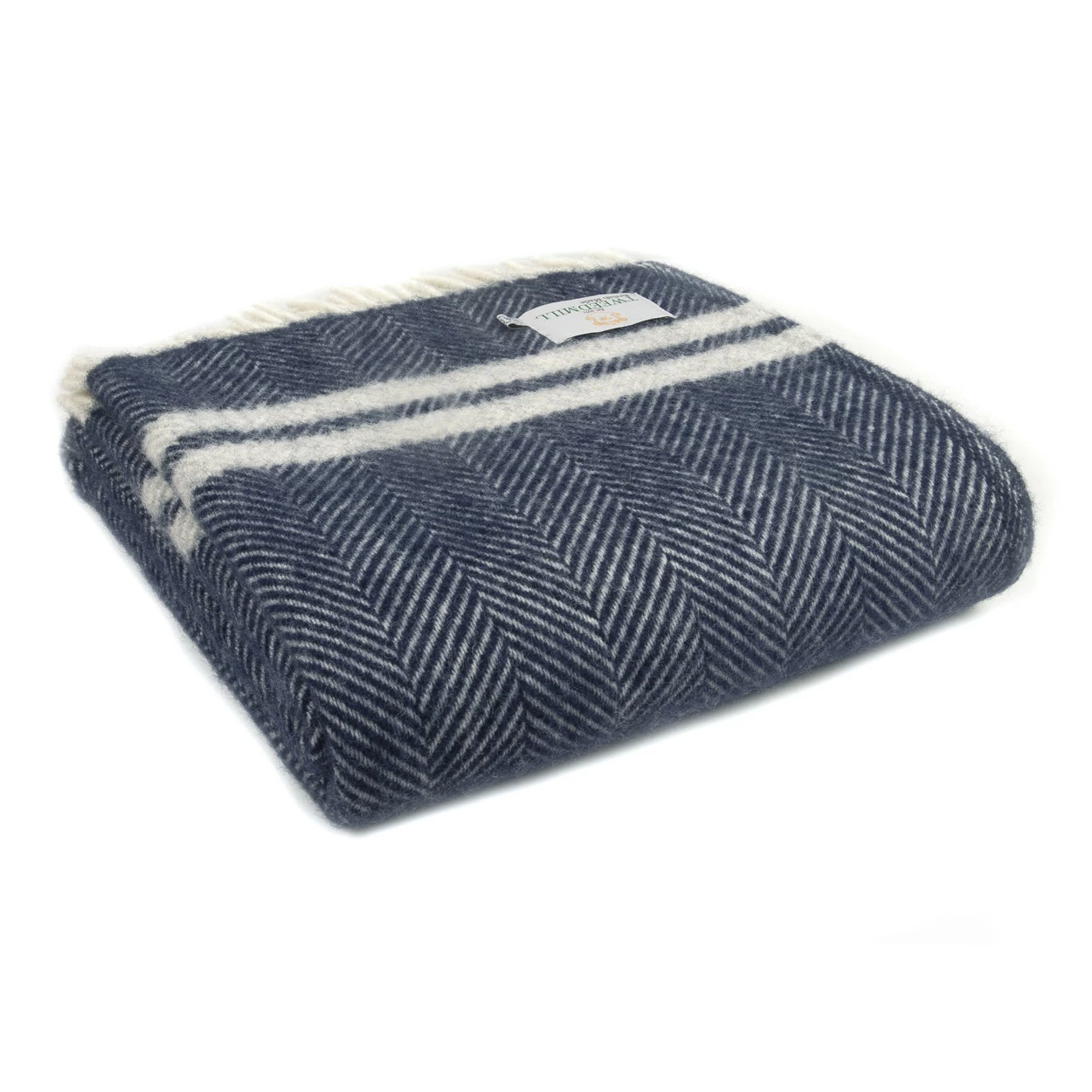 Tweedmill Throw Decke Fishbone 2 Stripe Navy/ Silver Grey 3 Tweedmill Throw Decke Fishbone 2 Stripe Navy/ Silver Grey