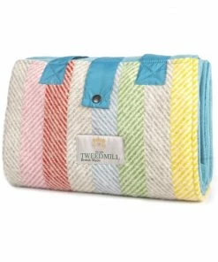 Tweedmill Turquoise/Rainbow Leisure/Picnic Rug with Tweed Pocket & Waterproof Backing