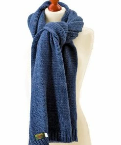 Tweedmill Blue Slate Knitted Alpaca Mix Throw 130cm x 180cm