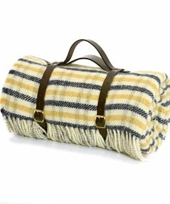 Tweedmill Navy/Navy Gun Club Polo Picnic Rug with Waterproof Backing & Leather Straps