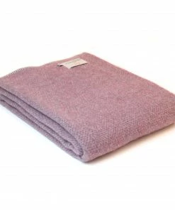 Tweedmill Mulberry Pure New Wool Beehive Throw with Silver Grey Blanket Stitch Edge