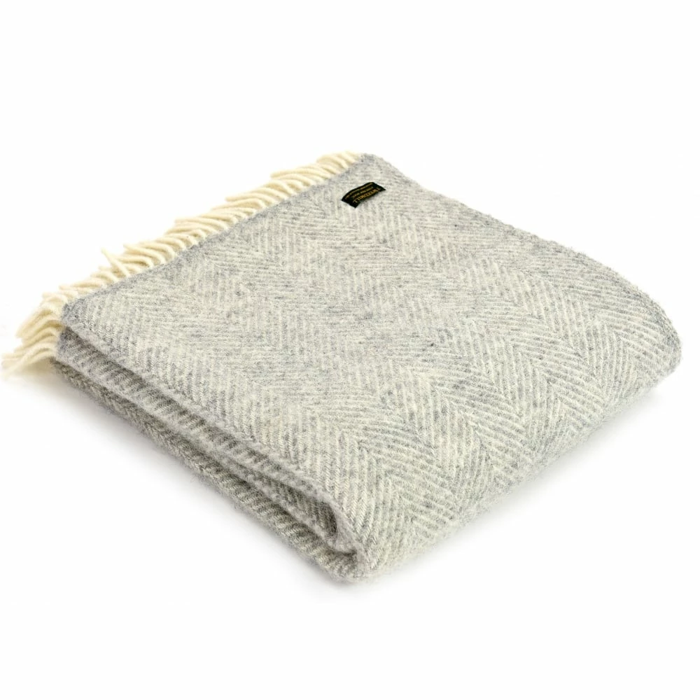 Tweedmill Silver Grey Fishbone Pure New Wool Throw 150cm x 183cm 5 Tweedmill Silver Grey Fishbone Pure New Wool Throw 150cm x 183cm