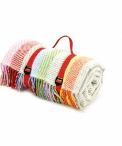 Tweedmill Rainbow Grey Stripe Polo Picnic Rug With Waterproof Backing