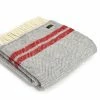 Tweedmill Silver Grey & Red Fishbone 2 Stripe Pure New Wool Throw 150cm x 183cm 2 Tweedmill Silver Grey & Red Fishbone 2 Stripe Pure New Wool Throw 150cm x 183cm