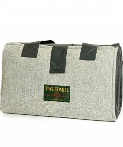Tweedmill Pebble/Grey Herringbone Leisure/Picnic Rug with Tweed Pocket & Waterproof Backing