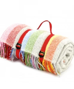 Tweedmill Rainbow Grey Stripe Polo Picnic Rug With Waterproof Backing