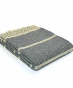 Tweedmill Blue Slate Broad Stripe Pure New Wool Throw 150 x 183cm