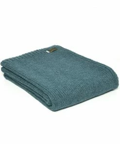 Tweedmill Teal Knitted Alpaca Mix Throw 130cm x 180cm