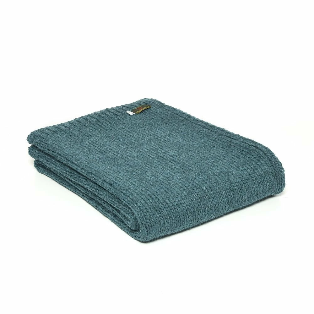 Tweedmill Teal Knitted Alpaca Mix Throw 130cm x 180cm 3 Tweedmill Teal Knitted Alpaca Mix Throw 130cm x 180cm
