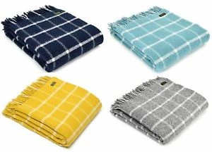 Tweedmill Spearmint Chequered Check Pure New Wool Throw 150cm x 183cm 4 Tweedmill Spearmint Chequered Check Pure New Wool Throw 150cm x 183cm