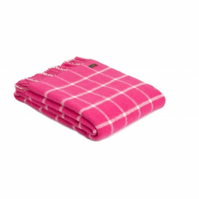 Tweedmill Pink Chequered Check Pure New Wool Throw 150cm x 183cm 3 Tweedmill Pink Chequered Check Pure New Wool Throw 150cm x 183cm